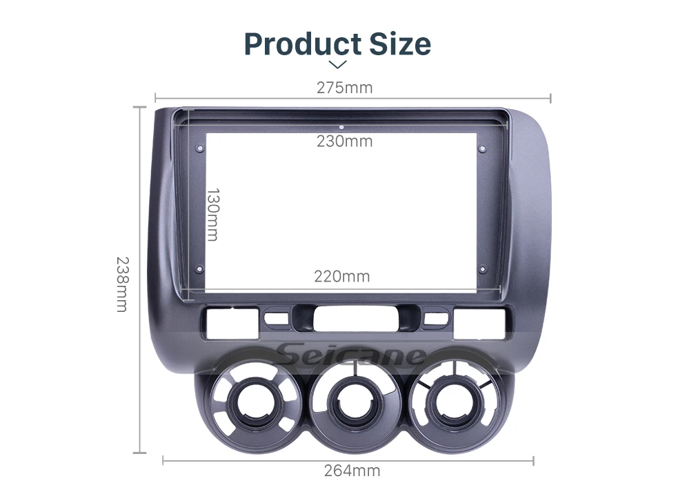 Seicane серый 9 дюймов Автомобильная Радио Рамка для 2006 Honda Jazz руководство AC аудио тире отделка фасции панель комплект 2din