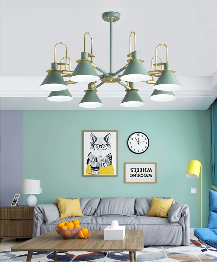 Nordic simple bar hanging lamp colored Pendant Light restaurant, bedroom, bedside lights, modern art and creative lighting