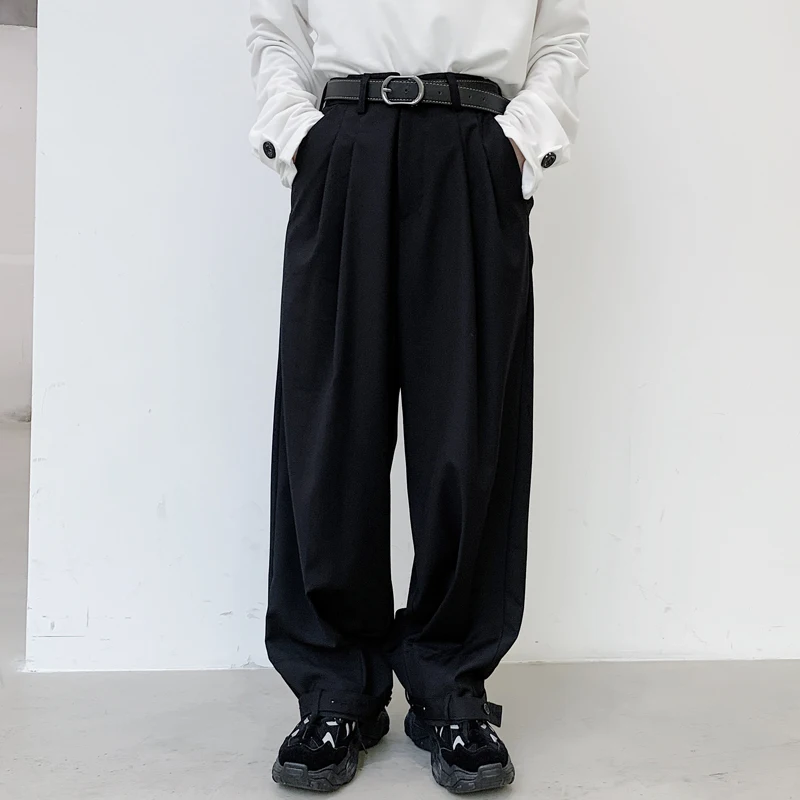 

2020 New Men Wide Leg Casual Suit Pant Male Japan Street Vintage Fashion Hip Hop Adjustable Hem Cone Trouser Harem Pant