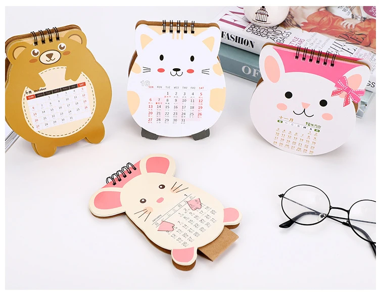 Креативный милый настольный календарь Kawaii мультяшные настольные календари офисный планировщик, подарок, школьные стационарные принадлежности, 00026