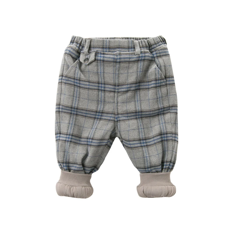 dark gray plaid Dave bella/зимние штаны унисекс; модные клетчатые брюки с подкладкой для малышей; детские брюки высокого качества; DB12318 - Цвет: dark gray plaid