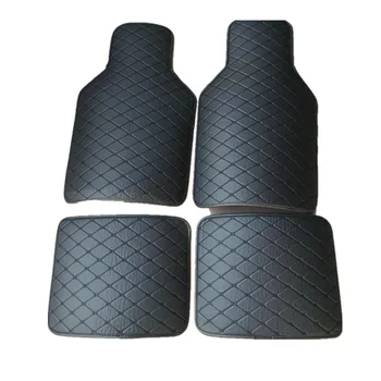 

4pcs/set Artificial Leather Interior Waterproof Liners Car Floor Mats Non Slip Universal Fit Accessories Quilted Design Durable