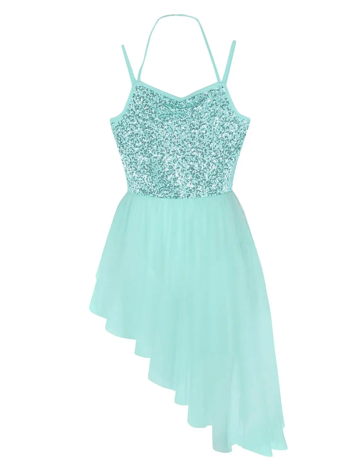 Платье пачка для женщин с лямкой на шее из тюля балета блестящее гимнастическое