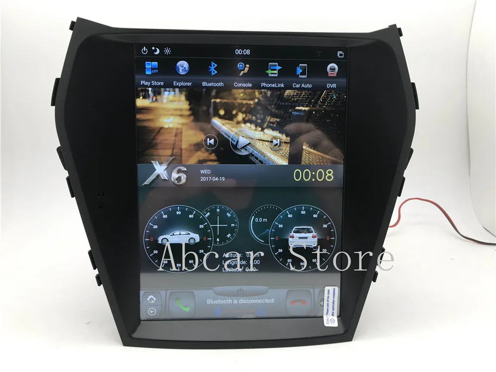 

10.4'' Tesla style Android 8.1 Car dvd player GPS Navigation For Hyundai IX45 Santa fe 2013-2019 stereo radio headunits IPS PX6