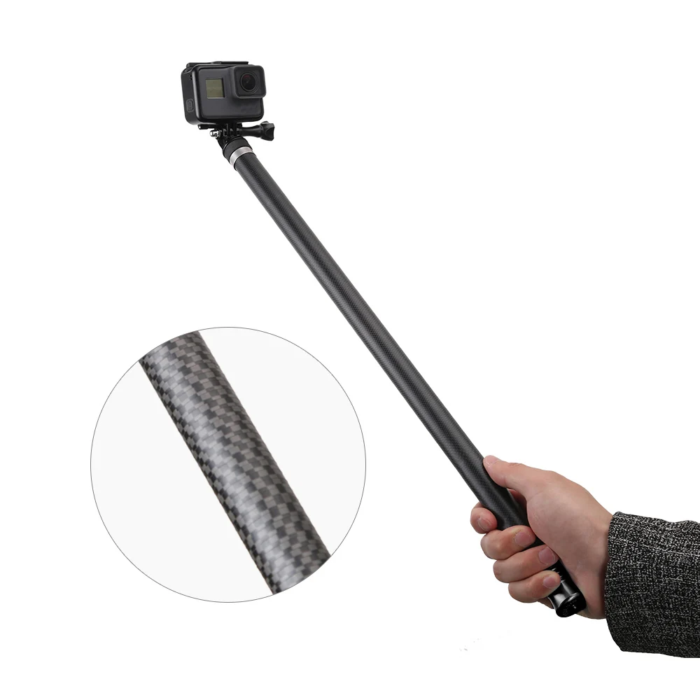 Fibra de Carbono Vara para Gopro Telesin Ultra Longa Selfie Hero 10 9 8 Preto 7 6 5 Insta360 um Dji Osmo Câmera Ação Monopé 2.7m - Image 2