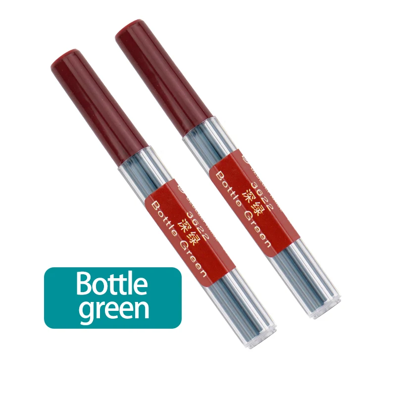 Автоматический/механический карандаш для заправки 2,0 мм, 36 цветов, толстый грифель для карандашей, замена заправок, канцелярские принадлежности - Цвет: Bottle-green-2pcs