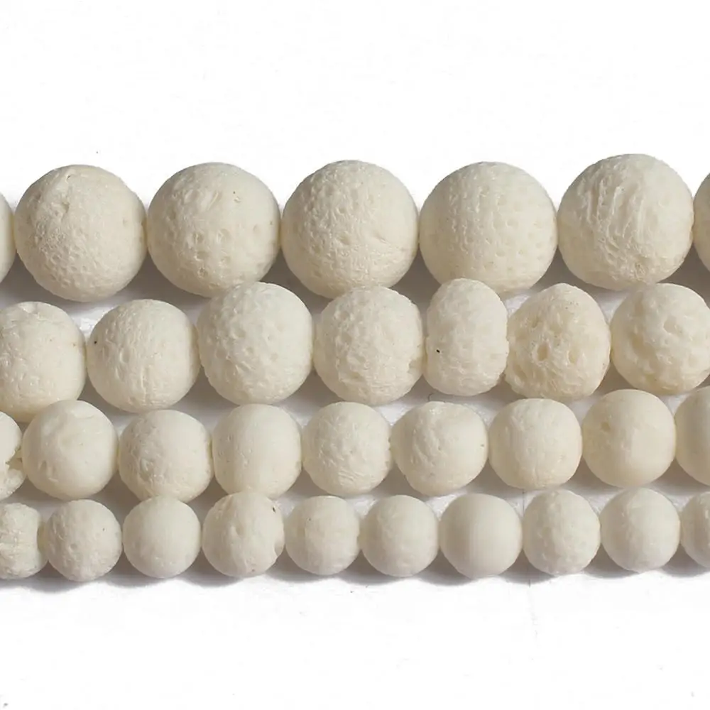 

Natural Stone White Lava Beads Volcanic Rock Stone Round Beads 6/8/10/12MM Fit Diy Handmade Fashion Jewelry Making