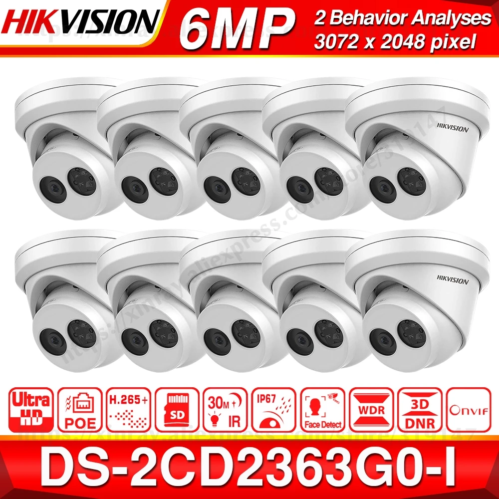 Предпродажа Hikvision DS-2CD2363G0-I оригинальная 6MP камера H.265 распознавание лица сетевая ip-камера POE CCTV Cam sd-карта слот 10 шт./лот