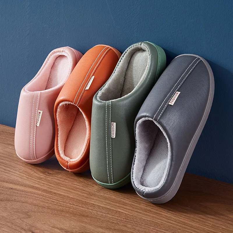 

Ladies New Slippers Home Floor Slippers Autumn and Winter Couples Simple Non-slip Waterproof Cotton Slippers