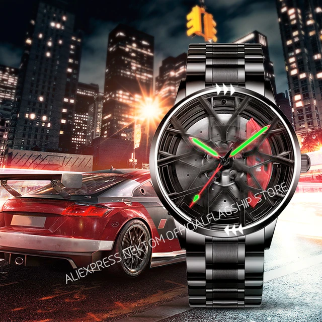 Nektom-男性用の本物の3D設計腕時計,新しい高級ビジネススタイル,車のホイール,男性用