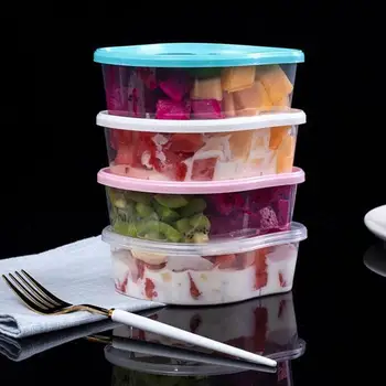 

25pcs Transparent Plastic Box Packing Box Disposable Sealed Box Salad Container for Fruit Food Container in storage box 280ml