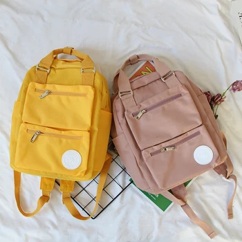 

Brand Design New 2020 Ins Backpack Female Solid Color Bag Canvas Female Korean Harajuku High School Student Backpack