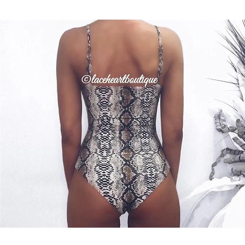 Женский облегающий костюм на шнуровке слитный купальник с леопардовым принтом