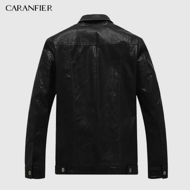 CARANFIER/мужские кожаные куртки из искусственной кожи; сезон весна-осень; тонкие пальто в байкерском стиле в стиле панк; Мужская классическая куртка с воротником-стойкой на молнии