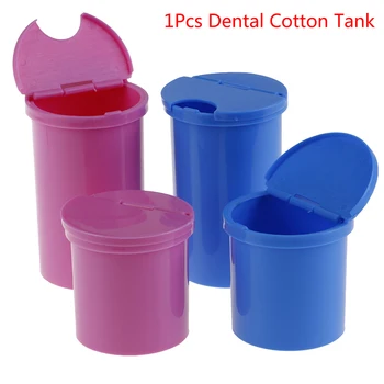 

Pink,Blue Plastic Medical Dental Cotton Tank Alcohol Disinfection Jar Half Clamshell Oral Ointment Cylinder Dentist Material