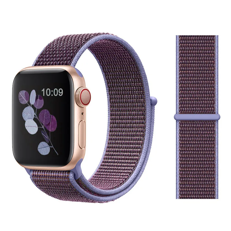 Lilac Нейлоновый спортивный бесшовный мягкий для наручных часов iwatch серии 4/5/3/2/1 дышащий замена ремешок для наручных часов Apple Watch 38 мм/40 мм/42 мм/44 мм - Цвет ремешка: Lilac