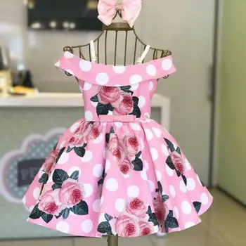 

New Kids Baby Girl Floral Clothes Newborn Infant Off Shoulder Princess Party Pageant Floral Sundress Outfits Girls Dresses