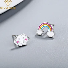 XIYANIKE 925 пробы серебряные корейские Мультяшные милые Радужные облака серьги-гвоздики для женщин креативные вечерние ювелирные изделия