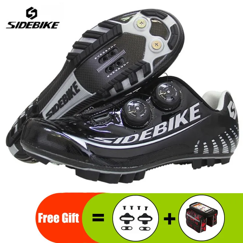 SIDEBIKE MTB углеродный Велосипеды обувь Платформа, для езды на велосипеде в виде очков для мужчин гоночный велосипед Сверхлегкий самофиксирующаяся велосипедная спортивная обувь из дышащего материала - Цвет: add gift