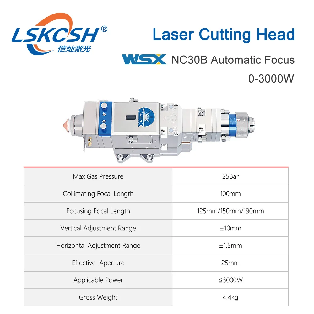 LSKCSH WSX 0-3KW NC30B волоконная Лазерная режущая головка автоматическая фокусировка Высокая мощность QBH 3000 Вт для резки металла