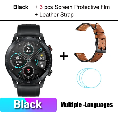 Black add Strap HONOR Watch Magic 2, умные часы, Bluetooth 5,1, умные часы, кислород крови, 14 дней, телефонный звонок, частота сердечных сокращений для Android iOS - Цвет: Black add Strap