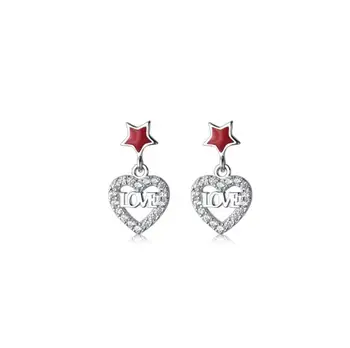 

Drop Heart Earrings 100% 925 Sterling Silver Drop Earrings with Cubic Zirconia