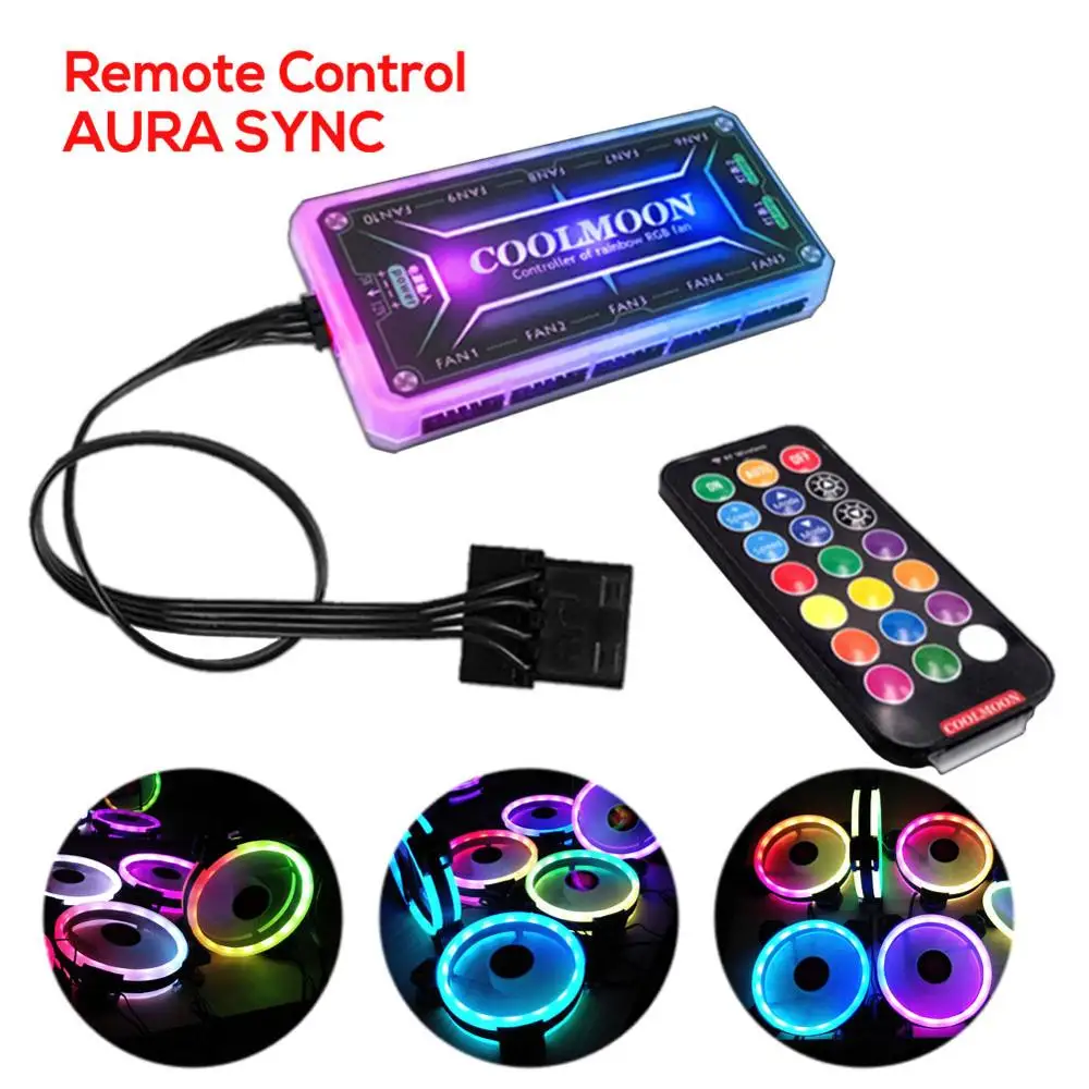 Вентилятор RGB для ЦП 120 мм 6 контактов двойная подсветка 1/3/6