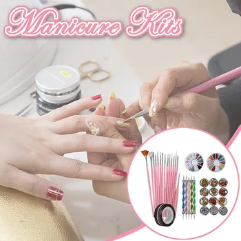 

Nail Brush Nail Art Decoration Tool Powder Rod Point Drill Pen Set With Tin Foil Nail Decoration Painting Manicure Jewelry Tools