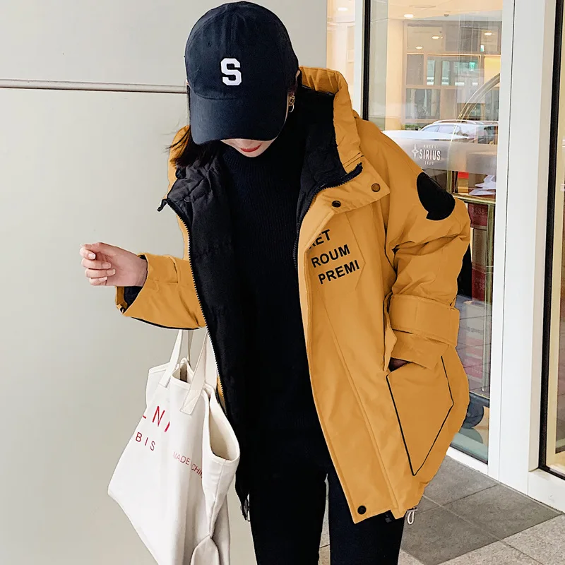 New Style down Jacket Cotton-padded Clothes Women's Large Size Casual BF Style Korean-style INS Workwear Coat Hooded Cotton-padd