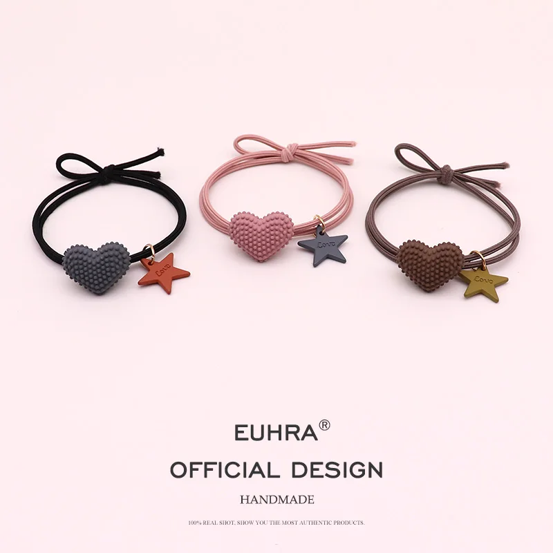 EUHRA, 5 цветов, ободок для волос с сердечками, сердечками и звездочками, эластичная повязка для волос для женщин и девочек, детские аксессуары для волос, резинка