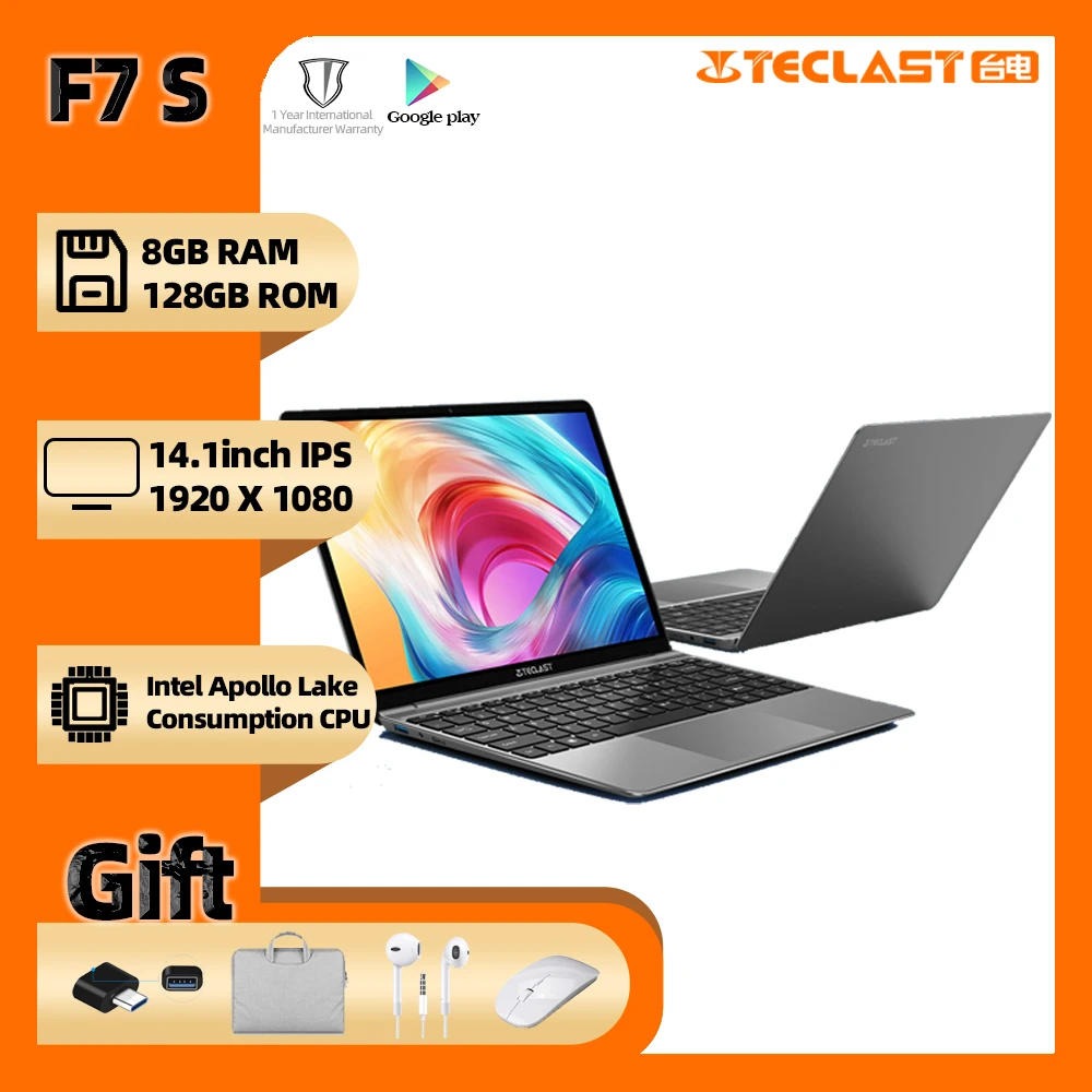 Más portátiles Teclast F7S 14,1 1920x1080 IPS portátil 8GB RAM 128GB eMMC Windows 10 OS Dual-banda WiFi Bluetooth computadora