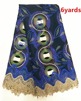 

Newcoming print wax cloth with guipure lace fabric nice african wax cloth lace for dress free shipping JFJUN2310