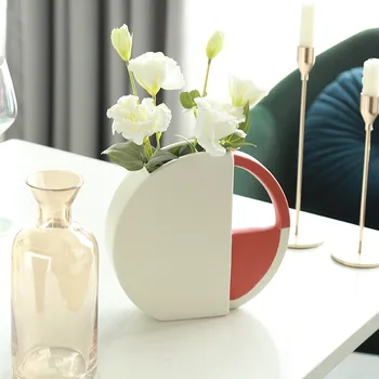 

Nordic ceramic arc vase decoration home decoration creative model living room model flower arrangement geometric art ornament