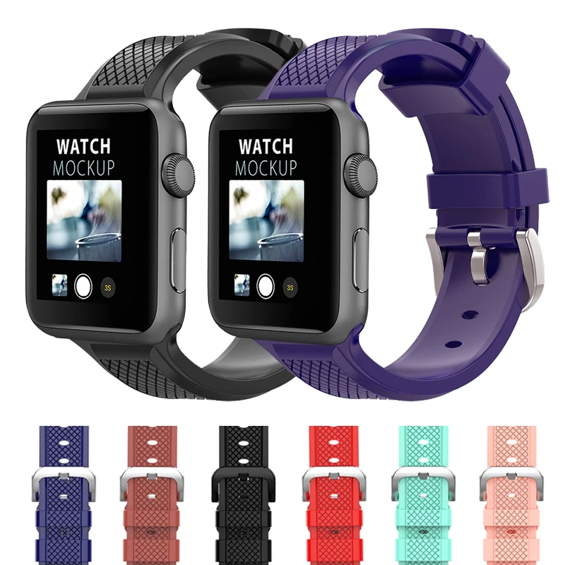 Силиконовый спортивный ремешок для Apple Watch Band 5 4 iWatch Band 42 мм 38 мм/44 мм 40 мм Pulseira Correa для Apple Watch 3 2 1 аксессуар