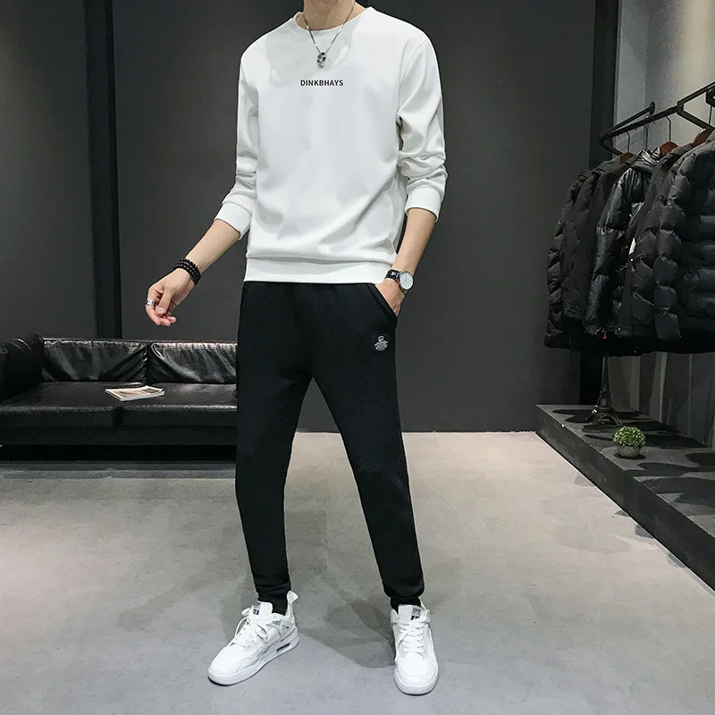

Autumn New Style Men Leisure Set Versitile Fashion Crew Neck Hoodie Suit Two-Piece Set Tops Fashion Men'S Wear