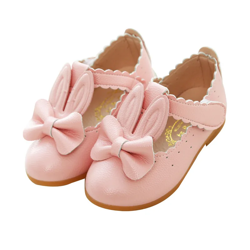 

New Butterfly Knot Rabbit Ears Kids Leather Shoes For School Spring Autumn Party Girls Princess Wedding Children Shoes 2-6 Years