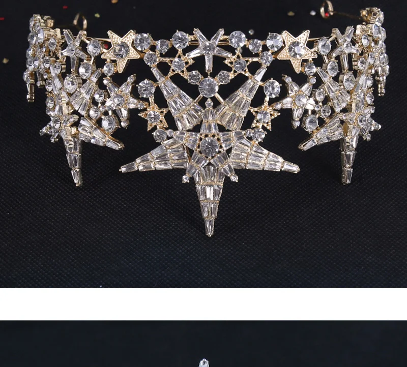 Star Crown Headpiece Bridal Tiara With Stars Baroque Headband Wedding Hair Accessories Hair Jewelry Crystal Tiaras and Crowns