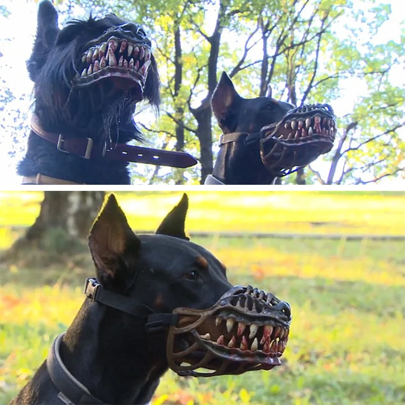 scary dog muzzle with teeth