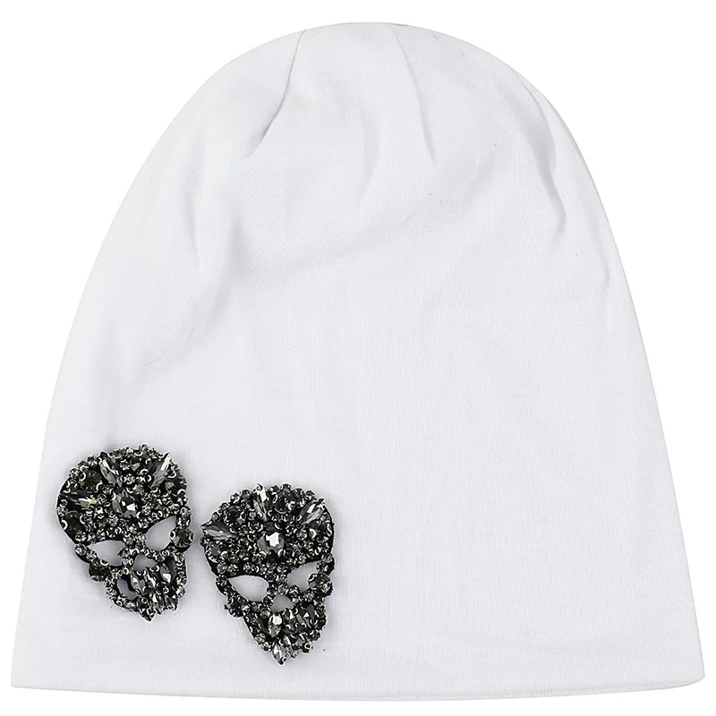 gray white Geebro, зимние шапки Skullies, стразы, для женщин и мужчин, громоздкие, мягкие, хлопок, полиэстер, шапки-унисекс, мужские шапки в стиле хип-хоп - Цвет: gray white