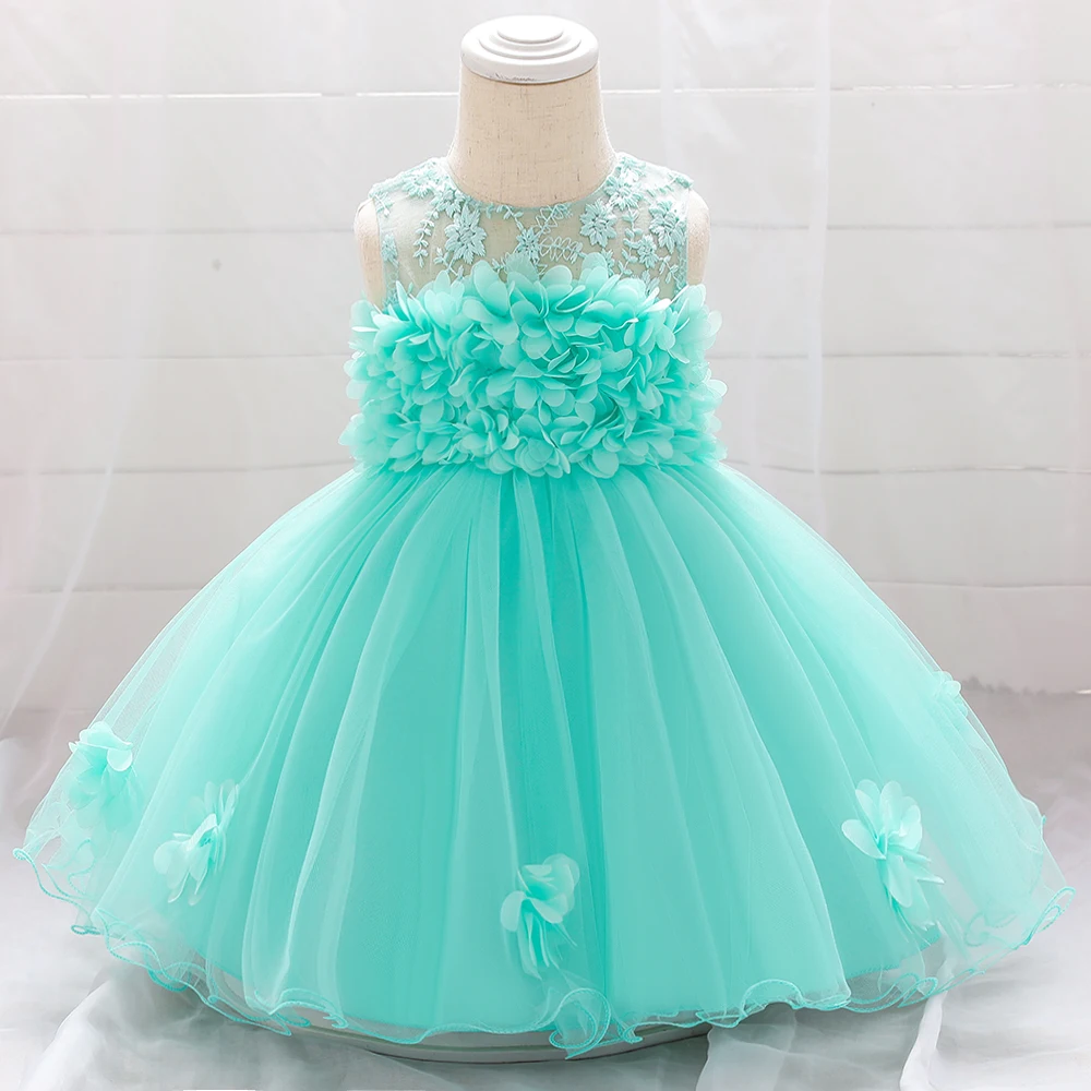 Vestido de fiesta de bautismo para niña pequeña, vestido de tul para bebé, flor, 1er cumpleaños, princesa blanca, boda infantil, vestido de graduación de princesa