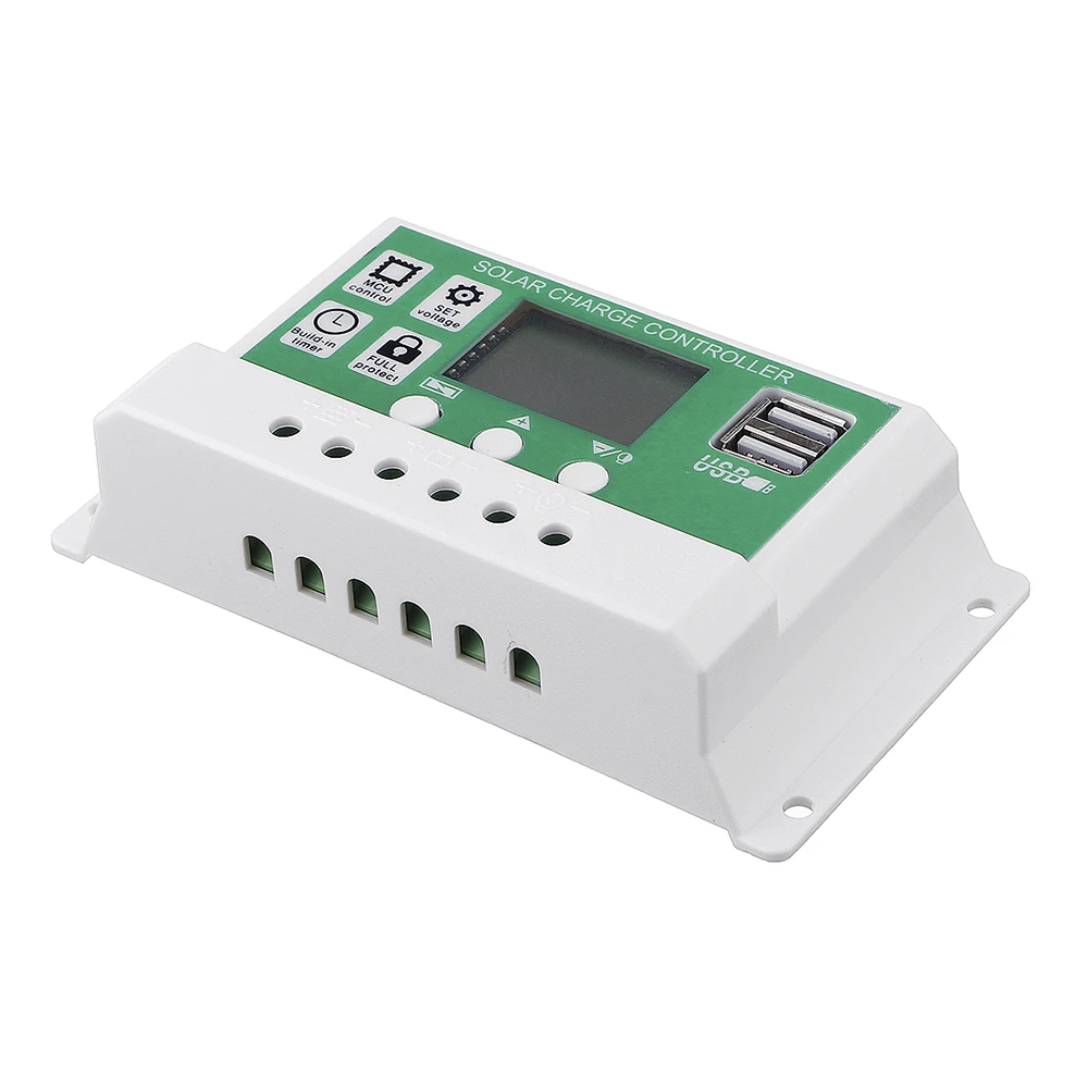 LEORY 12/24V 10/20/30A PWM регулятором солнечного Зарядное устройство контроллер с 2 портами(стандарт литий Батарея ЖК-дисплей дисплей уличный фонарь контроллер Встроенный промышленный