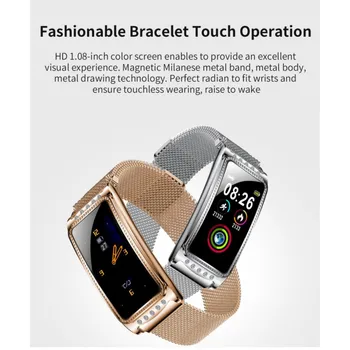 

F28 Smart Watch Heart Rate Monitor Blood Pressure Oxygen Female Physiological Period Reminder Fitness Bracelet Girls Women Gift