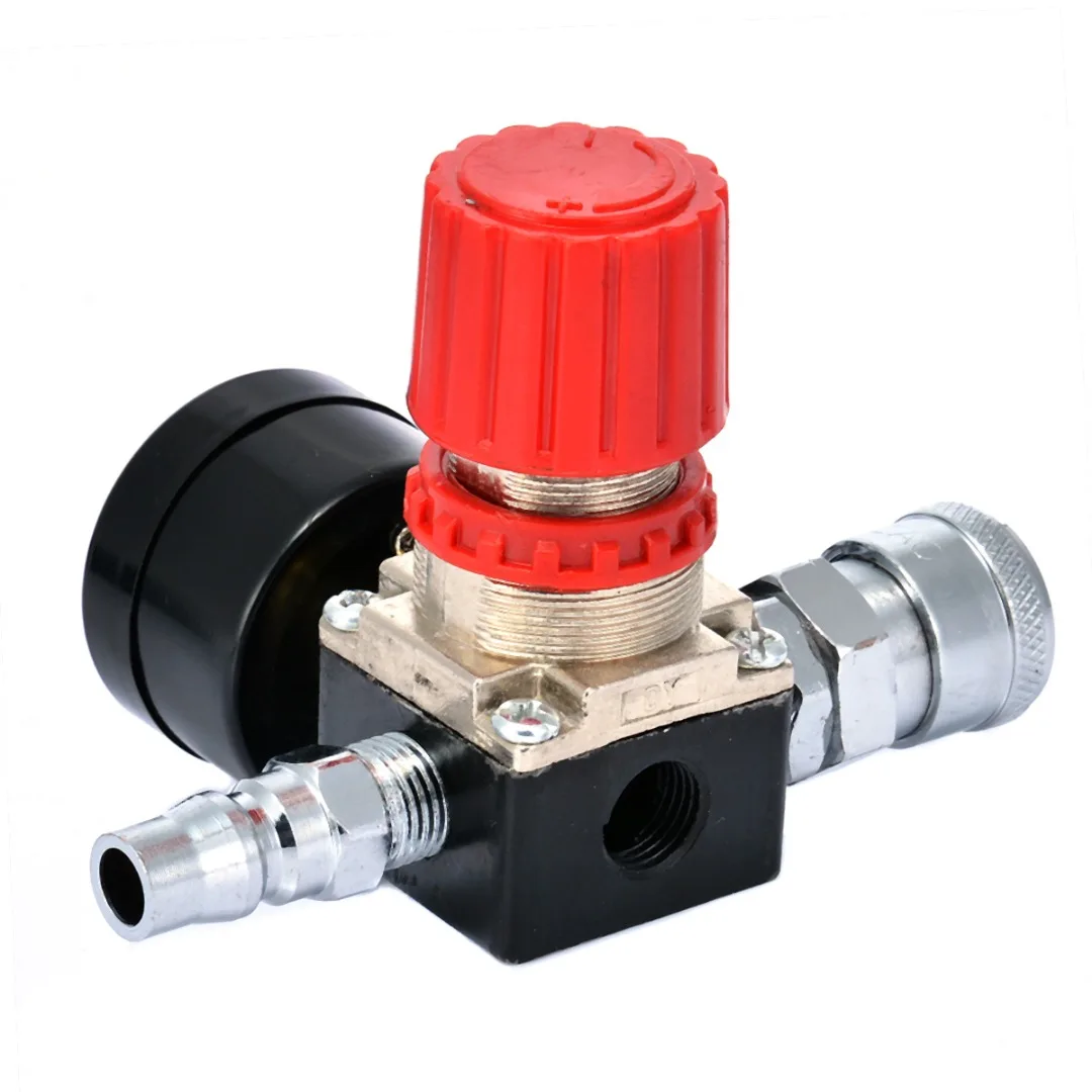 1pc 180PSI 12 Bar Pressure Regulator  Switch Control Valve with Gauges 1/4" For Air Compressor