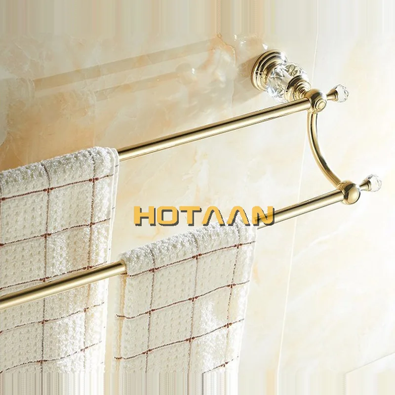 (24",60cm) Double Towel Bar With Crystal Gold Finish/Towel Holder,Towel Rack,Bathroom Accessories . YT-12898-G