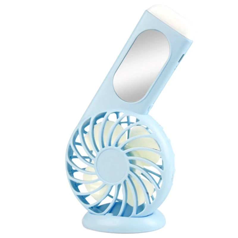 

Mini USB charging mirror fan handheld night light fan-random color