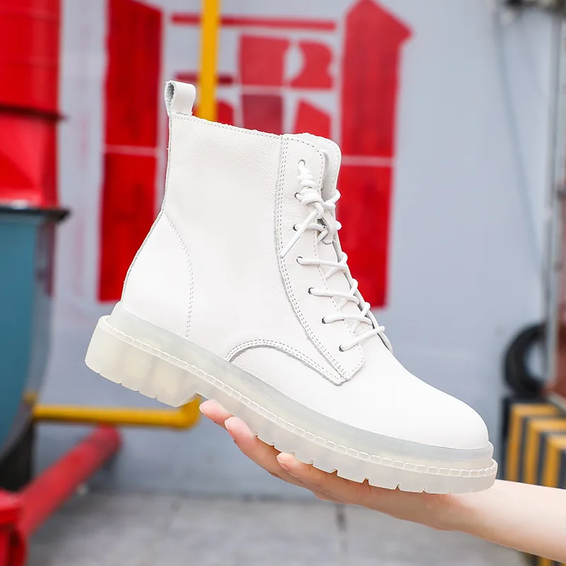 Ботинки мартинсы из воловьей кожи с внутренней молнией и ребристой Подошвой