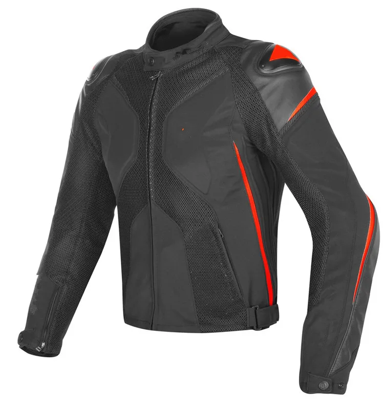 

2018 Men Mesh Racing jacket Super Speed Textile Cowhide and cloth mixed Motorcycle Jacket with hump and waterproof layer