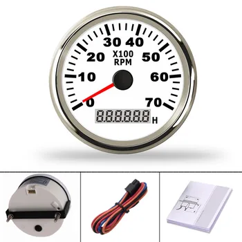 

85mm Stainless Steel Boat Tachometer 0~7000 RPM REV Counter for Outboard Motor Boat Auto Tach Electric Motor Tachometer 9~32V