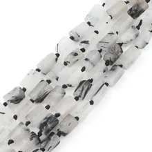 Черный Рутиловый Кварц цилиндрические бусины из натурального камня для самостоятельного изготовления ювелирных изделий шарм браслеты ожерелье 8X11 мм 7,5 дюймов