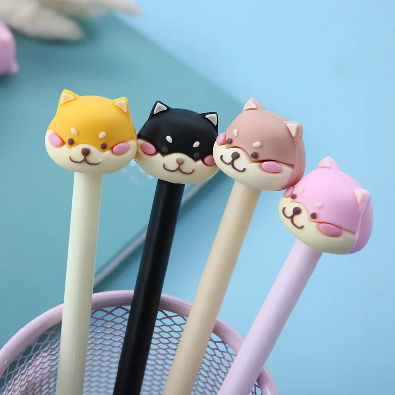 

4pcs Cute Dog Pen Ballpoint 0.5mm Black Gel Ink Pens for Lovely Sign Pen Stationery Kids Gift Office School Supplies H6946